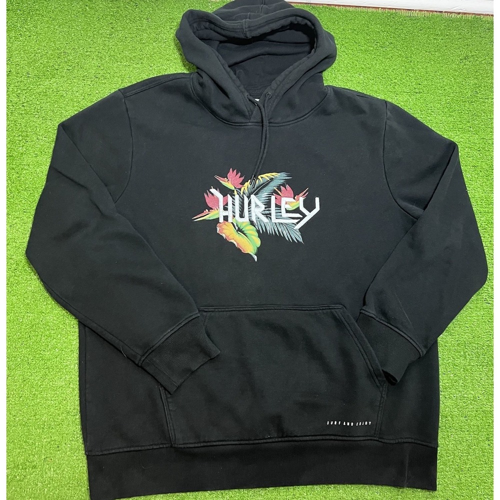 Vintage‎ Hurley International Hoodie LG Embroidered Y2k Skater "Surf & Enjoy"